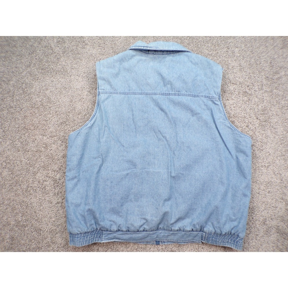 Scandia Woods Vest Mens 2XL Blue Denim Plaid Lined Utility Zip Pockets Workwear - Picture 7 of 9